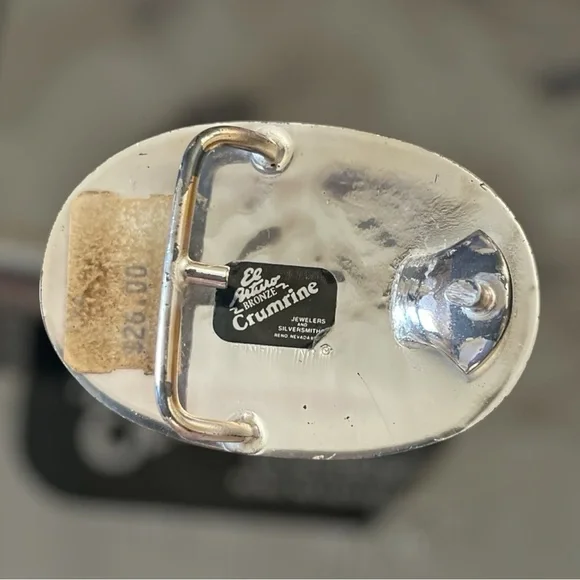 VTG Crumine Silver/Bronze Bull Rider Belt Buckle - Picture 2 of 3